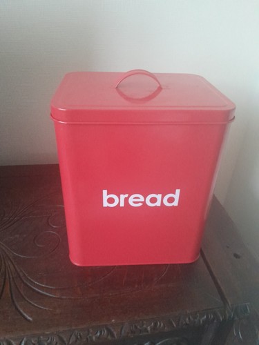 Bread bin metal red - bin, lift