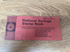 Vintage National Savings Stamp Book with Six Stamps