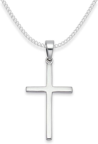 Sterling silver cross necklace - silver,