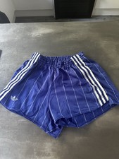 adidas shiny nylon sprinter shorts vintage S/M Blue Ventex Read Description Rare
