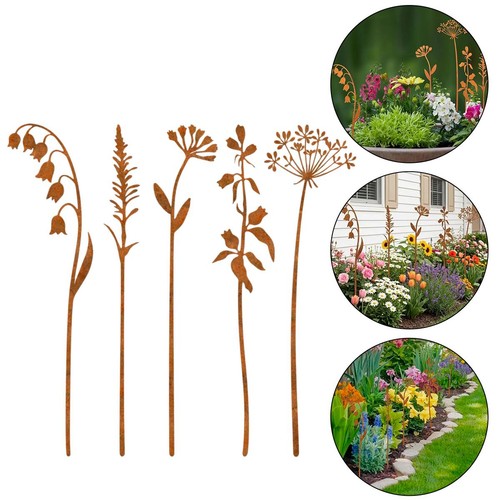 5pcs rusty metal - decor, flowers