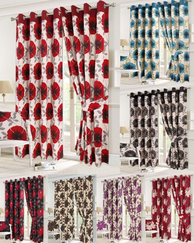 Floral pair curtains thick - pair,