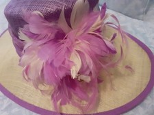 BEAUTIFUL JACQUES VERT WEDDING HAT PURPLE AND STRAW COLOUR