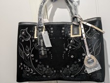 River Island Black velvet tote