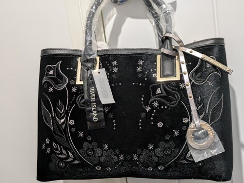 River island black velvet - river, tote