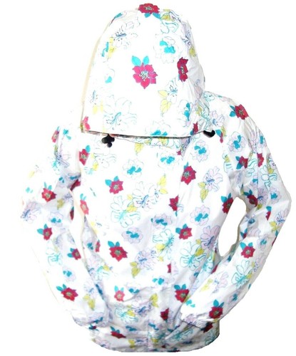 Ladies white floral waterproof - white,