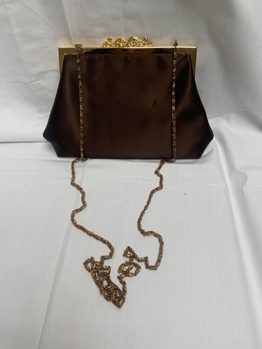 Farfalla brown satin clutch
