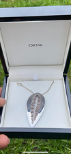 Sterling silver 925 Malcolm gray ortak Large pendant with 18inch chain boxed