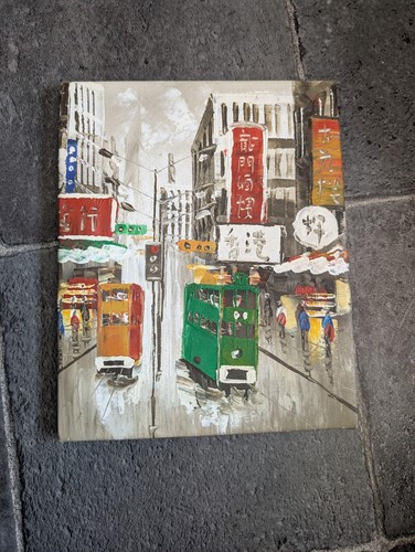 Vintage oil canvas - on, hong
