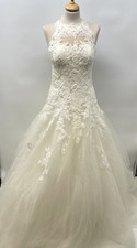 Pronovias Barcelona Halter Neck Princess Wedding Dress & Cover UK Size 10  K12