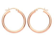 9ct Rose Gold 25mm Plain Hoop