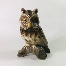 1950’s Vintage Ceramic Owl On Wood Stump Figurine By Jema Ware Holland No.188