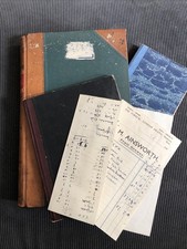 Vintage Large Leather Ledger 2x Ledgers+Notebook + Receipt Kent Prop Pre War 40s