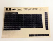 Kawasaki ZG 1000 A1/2/3/A3A (GTR 1000) Spare Parts List Microfiche (Mar 1988)