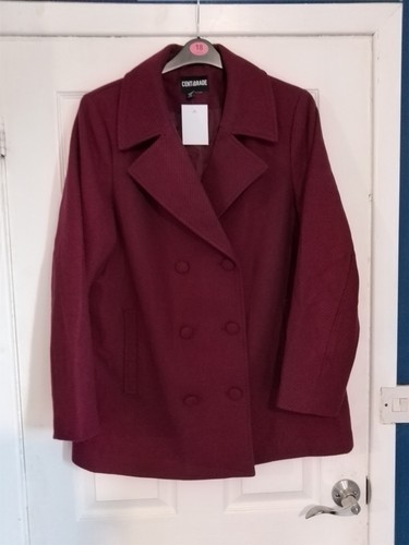 Plum coloured herringbone coat - coloured,