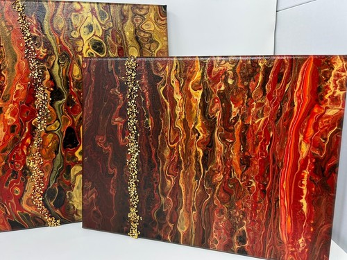 Red and gold large - gold, canvas