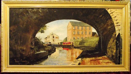 Oil board canal scene - oil,