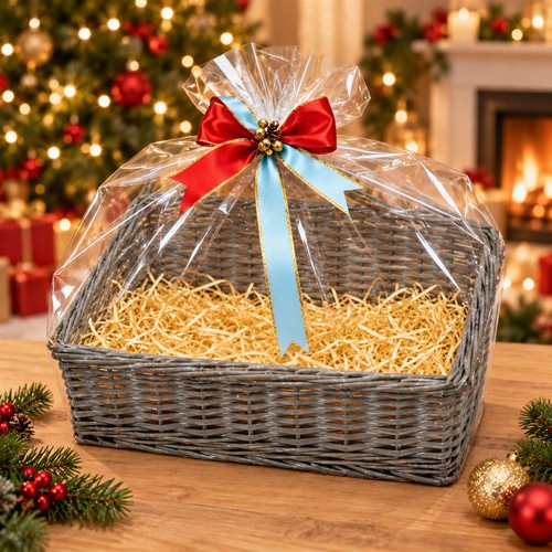 Christmas wicker gift hamper - christmas,