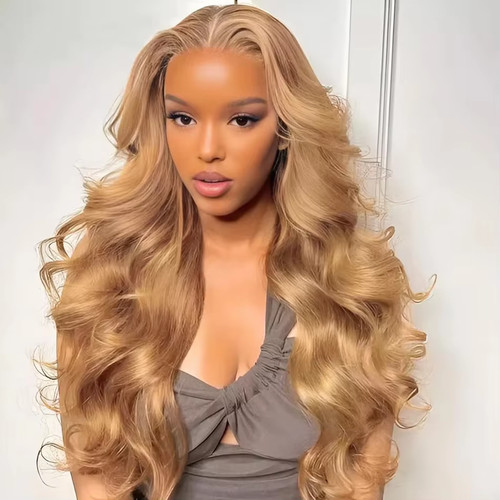 Honey blonde human hair 13x6 - honey,