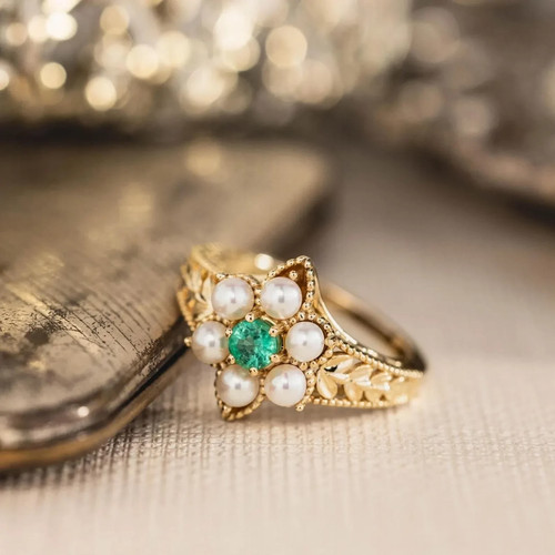 18k yellow gold over emerald - 18k,