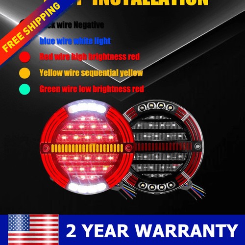 Pair rear led round truck - led,