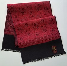 Vintage Men's 60s First Quality Fringed Paisley Wool Blend Evening Scarf  (1022E