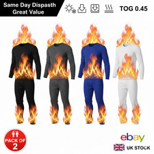 Mens Thermal Long Johns Top T Shirt Bottom Trouser Underwear Set Full Sleeve