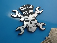 Skull & Cross Spanner in Union Jack Top Hat Self Adhesive Car Bike Badge 2"