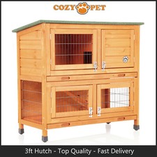 Rabbit Hutch 3ft Cozy Pet Natural Guinea Pig Hutches Run Rabbit Ferret Runs RH06