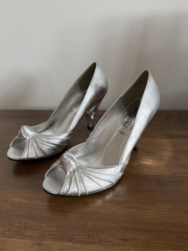 Silver open toe high - high, heels