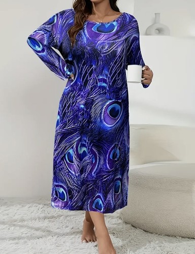 Purple peacock print long - print,