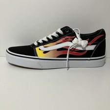 Vans Flame Shoes Size 8.5 Mens Black Red Yellow Pattern Ward