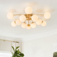 12-Lights Bubble Ball Glass Sputnik Chandelier Semi Flush Mount Ceiling Lighting