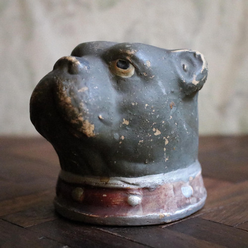 Antique pottery bulldog still - pottery,