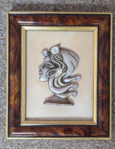 French pewter bust plaque - 3d,