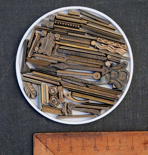 Lot brass ornaments lines - ornaments,