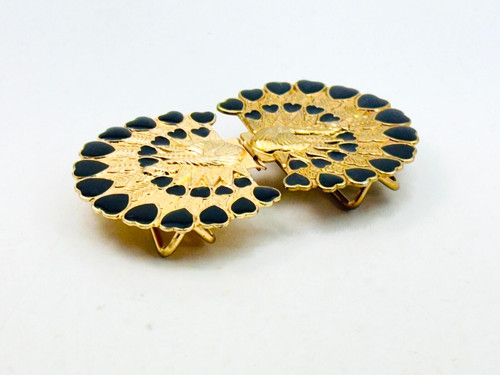Vintage goldtone black enamel - goldtone,