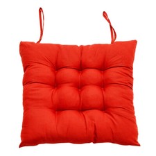 Dining Chair Seat Pads Cotton Square Thick Booster Cushion Plain with Strap 40cm