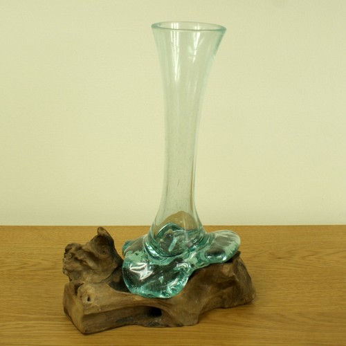 Large 30cm melted - glass, vase