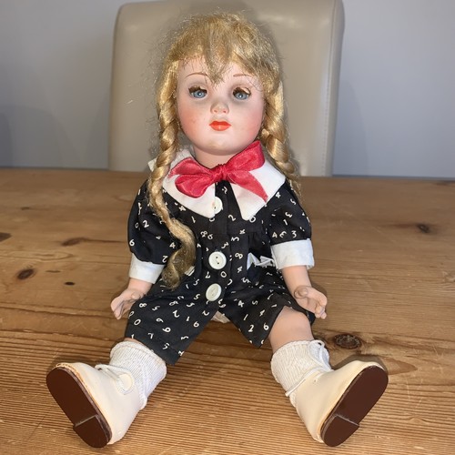 Antique bisque doll blue - ,
