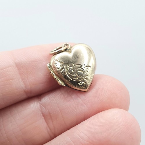 Antique 9ct gold heart locket - antique,