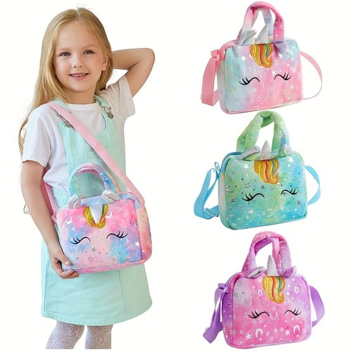 Girls unicorn plush handbag - plush,