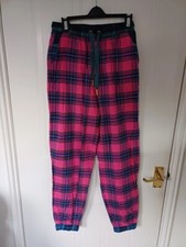 M&S Ladies Cotton Pyjama Bottom Women Marks & Spencer Check PJ Loungewear Siz 10
