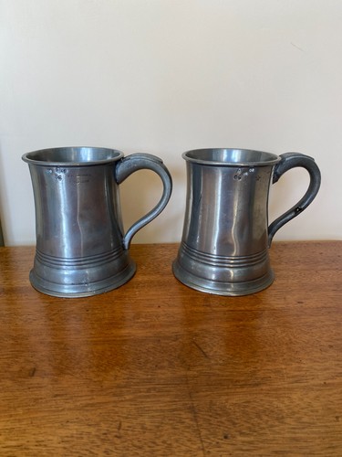 Pair antique victorian pewter - antique,