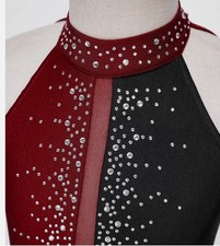 UK Girls Shiny Rhinestone Lyrical Ballet Dance Dress Latin Jazz Leotard Costume