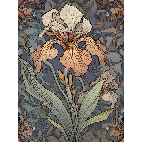 Art nouveau style iris bloom - nouveau,