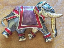 Vintage Elephant Brooch Enamel