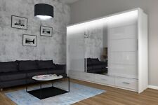 Modern High Gloss Sliding 2 or 3 Doors Long Led Wardrobe in 3 Colours 2 Sizes