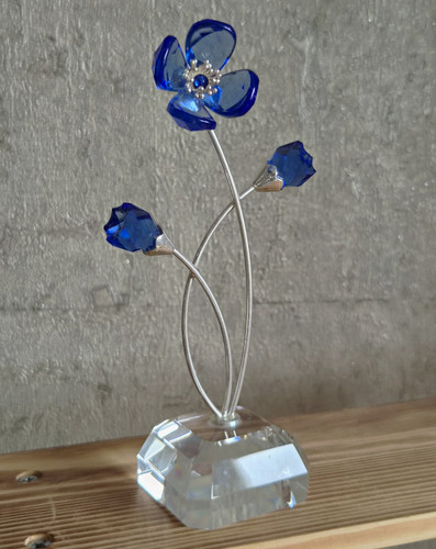 Blue crystal glass flower - blue,