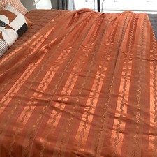 Vintage 1950s 1960s Sateen Brocade Fabric Curtain Panel Burnt Orange 43 “ X  70”